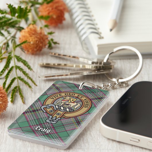 Clan Craig Crest Acrylische Sleutelhanger (Voorkant Rechts)