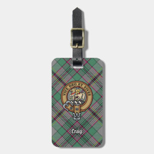 Clan Craig Crest over Tartan Bagagelabel