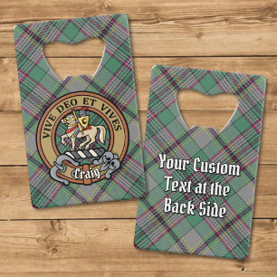 Clan Craig Crest over Tartan Creditkaart Flessenopener