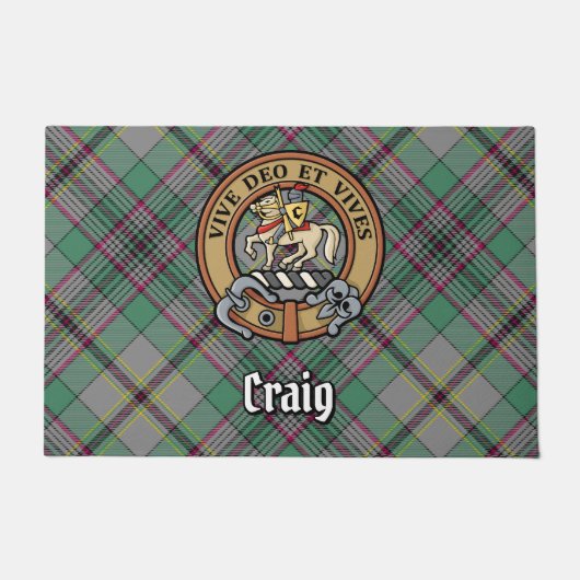 Clan Craig Crest over Tartan Deurmat (Voorkant)