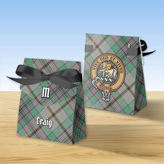 Clan Craig Crest over Tartan Favor Box Bedankdoosjes