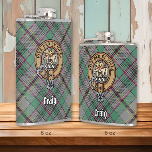 Clan Craig Crest over Tartan Heupfles