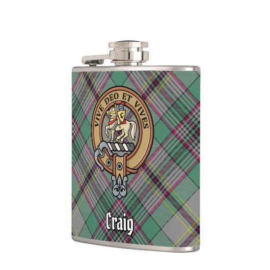 Clan Craig Crest over Tartan Heupfles (Links)