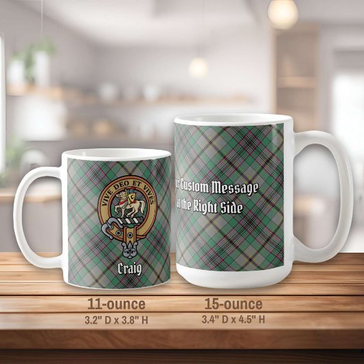 Clan Craig Crest over Tartan Koffiemok