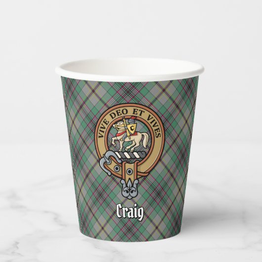 Clan Craig Crest over Tartan Paper Cups Papieren Bekers (Voorkant)