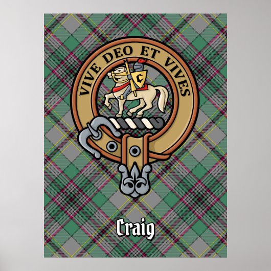 Clan Craig Crest over Tartan Poster (Voorkant)