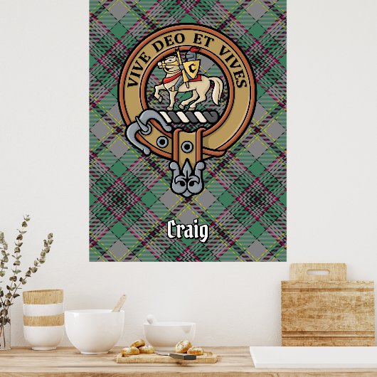 Clan Craig Crest over Tartan Poster (Keuken)