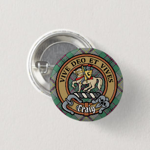 Clan Craig Crest over Tartan Ronde Button 3,2 Cm