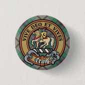Clan Craig Crest over Tartan Ronde Button 3,2 Cm (Voorkant)