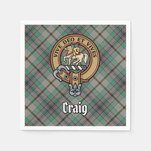 Clan Craig Crest over Tartan Servet (Voorkant)