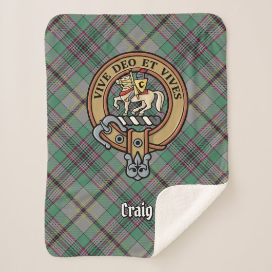 Clan Craig Crest over Tartan Sherpa Deken (Voorkant)