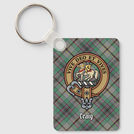 Clan Craig Crest over Tartan Sleutelhanger (Voorkant)