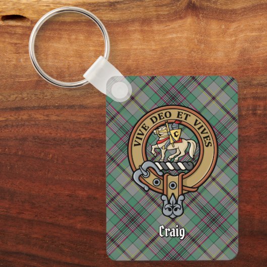 Clan Craig Crest over Tartan Sleutelhanger (Voorkant)