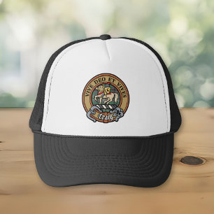 Clan Craig Crest over Tartan Trucker Hat Pet
