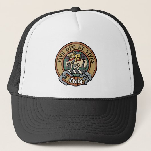 Clan Craig Crest over Tartan Trucker Hat Trucker Pet (Voorkant)