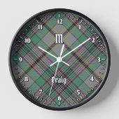 Clan Craig Tartan Grote klok (Voorkant)