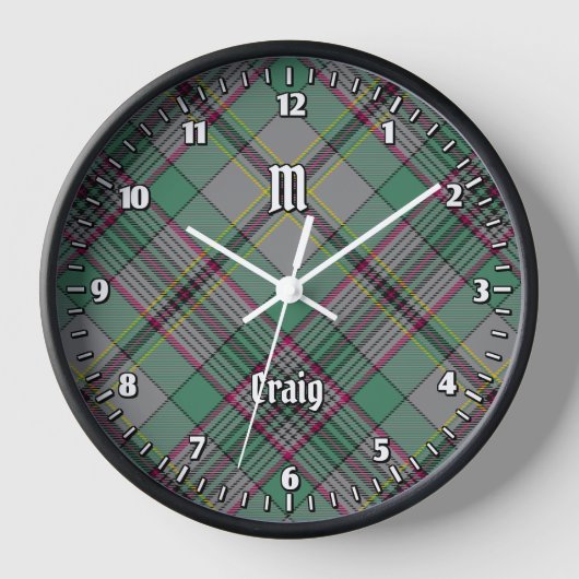 Clan Craig Tartan Grote klok (Voorkant)