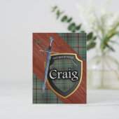 Clan Craig Tartan Sword & Shield Briefkaart (Staand voorkant)