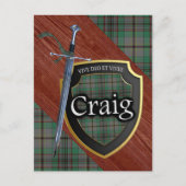 Clan Craig Tartan Sword & Shield Briefkaart (Voorkant)