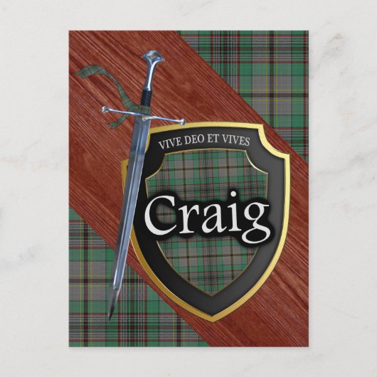 Clan Craig Tartan Sword & Shield Briefkaart (Voorkant)