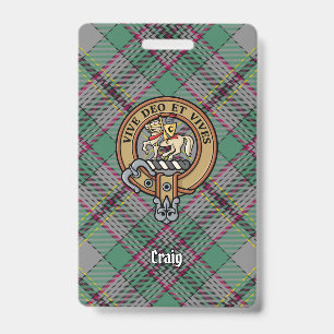 Clan Craig Wapen over Tartan Badge
