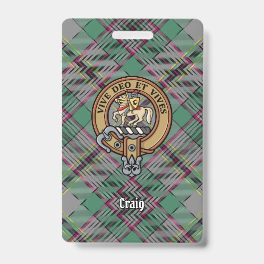 Clan Craig Wapen over Tartan Badge (Voorzijde)