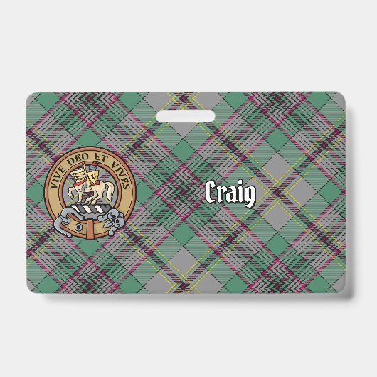 Clan Craig Wapen over Tartan Badge (Voorzijde)