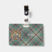 Clan Craig Wapen over Tartan Badge (Voorzijde met clip)