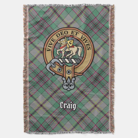 Clan Craig Wapen over Tartan Deken (Voorkant Verticaal)