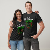Clan Crawford Achternaam Scottish Tartan Lion Ramp T-shirt (Unisex)