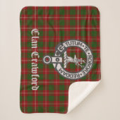 Clan Crawford Crest Badge en Tartan Sherpa Deken (Voorkant)