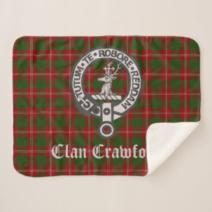 Clan Crawford Crest Badge en Tartan Sherpa Deken