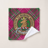 Clan Crawford Crest over Tartan Bad Handdoek (Wasdoekje)