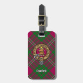 Clan Crawford Crest over Tartan Bagagelabel (Voorkant verticaal)