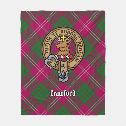 Clan Crawford Crest over Tartan Fleece Deken (Voorkant)