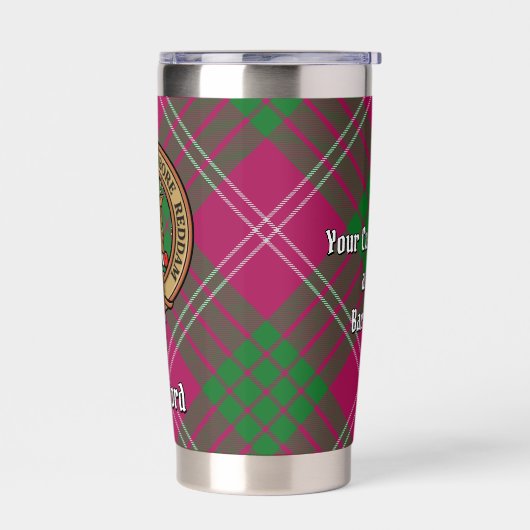 Clan Crawford Crest over Tartan Geïsoleerde Drinkbeker (Links)