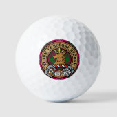 Clan Crawford Crest over Tartan Golfballen (Voorkant)