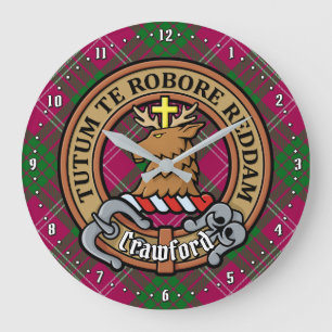 Clan Crawford Crest over Tartan Grote Klok