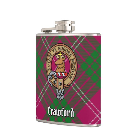 Clan Crawford Crest over Tartan Heupfles (Links)