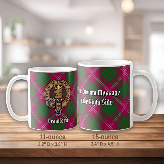 Clan Crawford Crest over Tartan Koffiemok