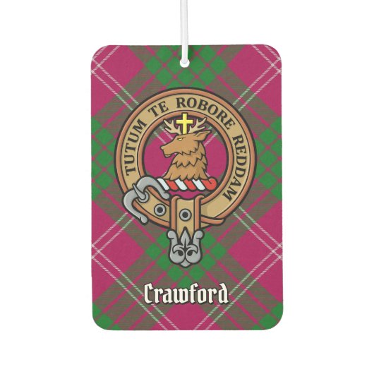 Clan Crawford Crest over Tartan Luchtverfrisser (Voorkant)