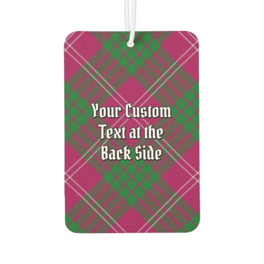 Clan Crawford Crest over Tartan Luchtverfrisser (Achterkant)