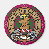 Clan Crawford Crest over Tartan Magneet (Voorkant)
