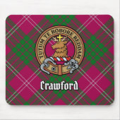 Clan Crawford Crest over Tartan Muismat (Voorkant)
