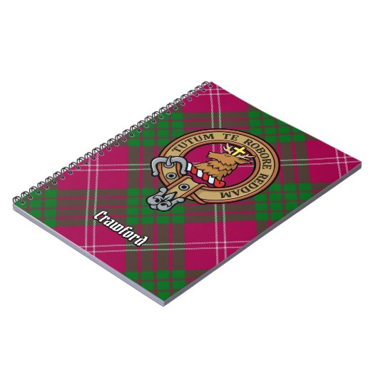 Clan Crawford Crest over Tartan Notitieboek (Linkerzijde)