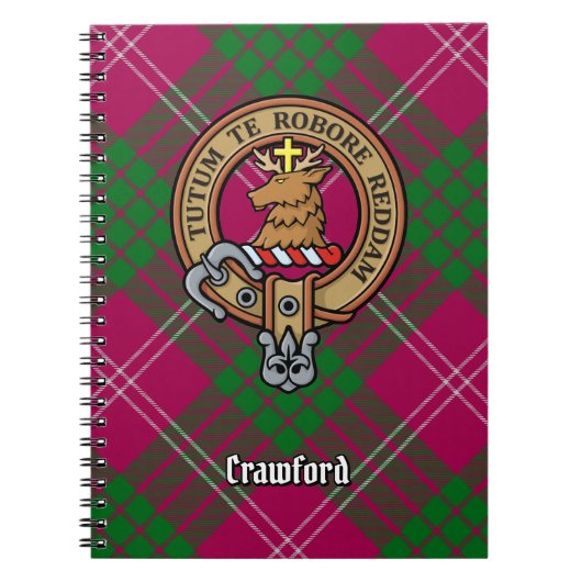 Clan Crawford Crest over Tartan Notitieboek (Voorkant)