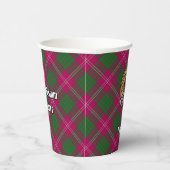 Clan Crawford Crest over Tartan Paper Cups Papieren Bekers (Rechts)