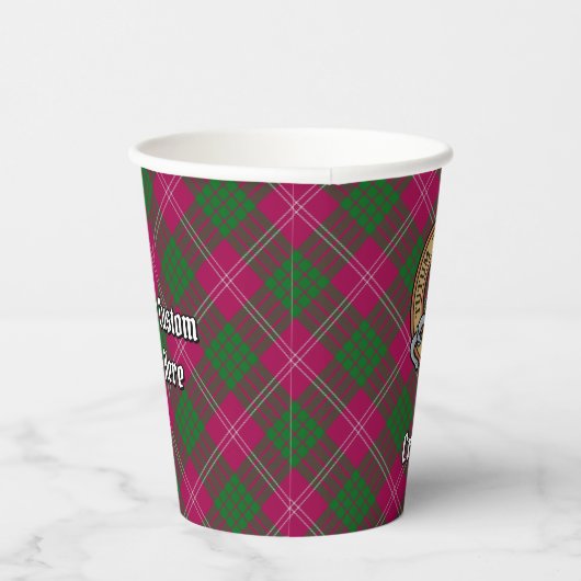 Clan Crawford Crest over Tartan Paper Cups Papieren Bekers (Rechts)