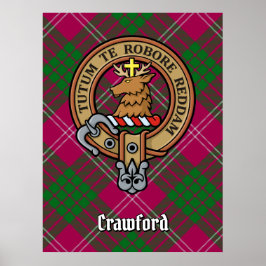 Clan Crawford Crest over Tartan Poster