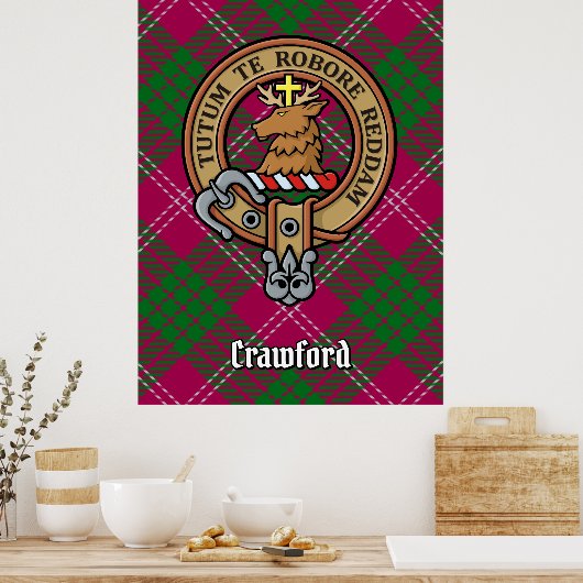 Clan Crawford Crest over Tartan Poster (Keuken)